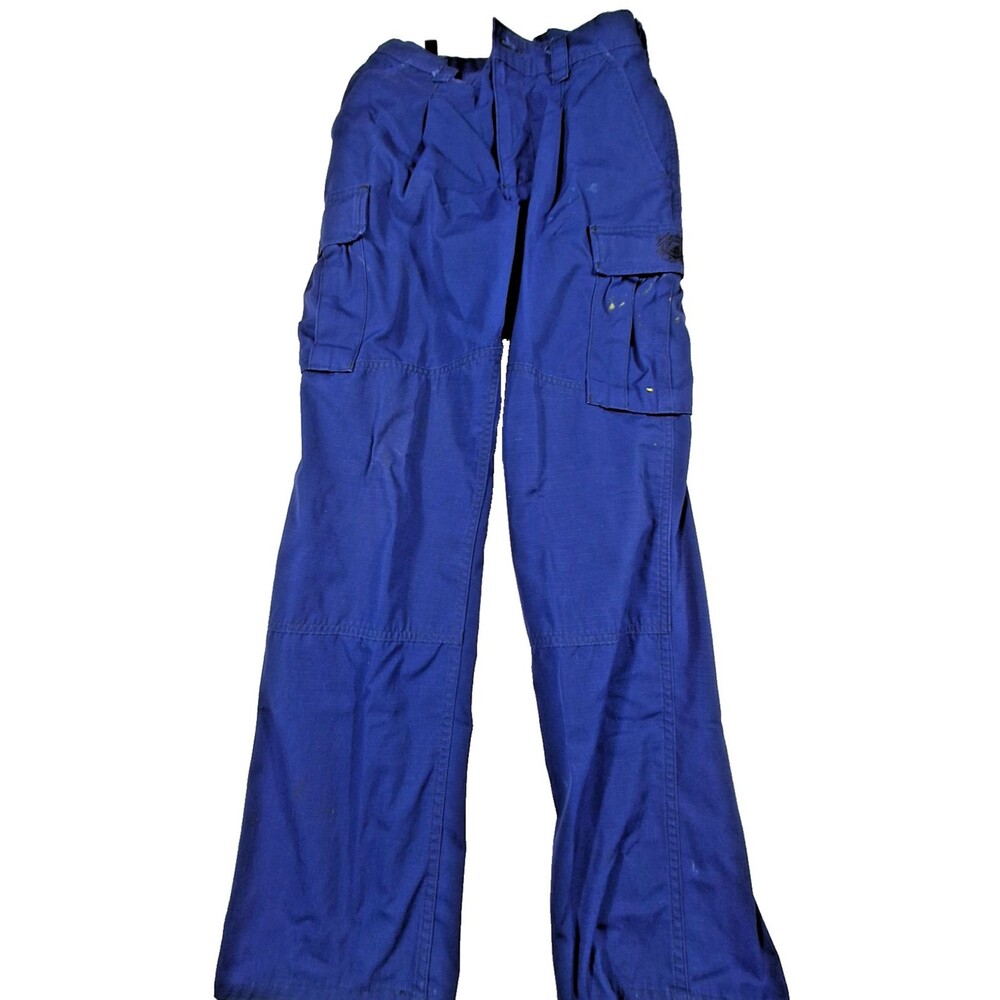 Blue Utility Work Pants Small Regular Cargo Light Paint Distressed Workwear